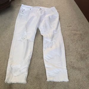 Distressed White Jeans